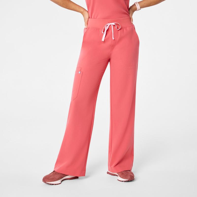 women's Pulmonary Pink High Waisted Isabel Wide Leg - Tall Scrub Pant
