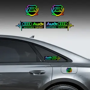 4pcs for Audi(Multiple logos available) Color changing with light PC laser color gradient decals. Car stickers. Colorful and changing with light.