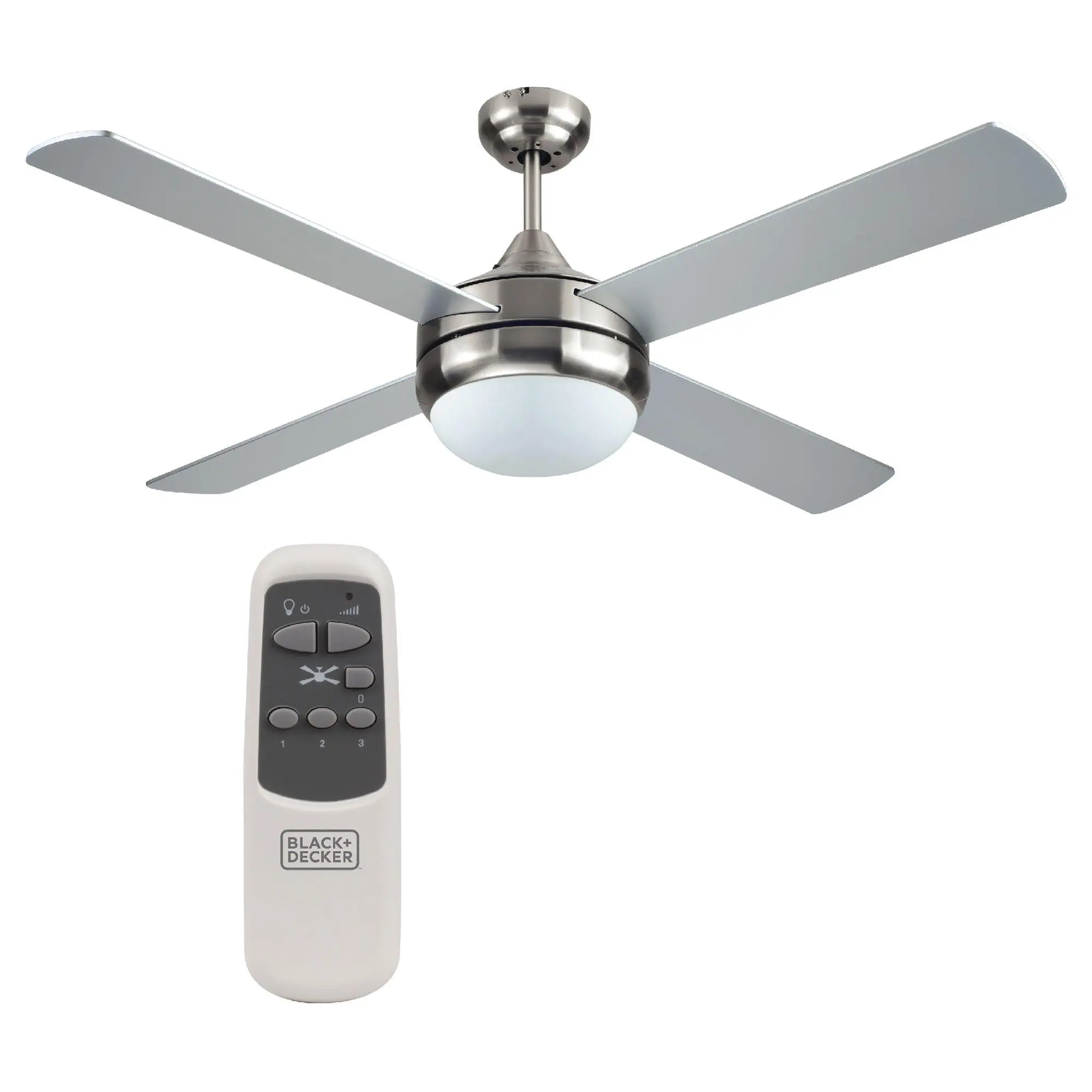 BLACK+DECKER 52" Ceiling Fan with Remote Control, Silver BLACK+DECKER 52" Ceiling Fan with Remote Control, Silver