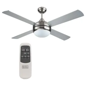 BLACK+DECKER 52" Ceiling Fan with Remote Control, Silver