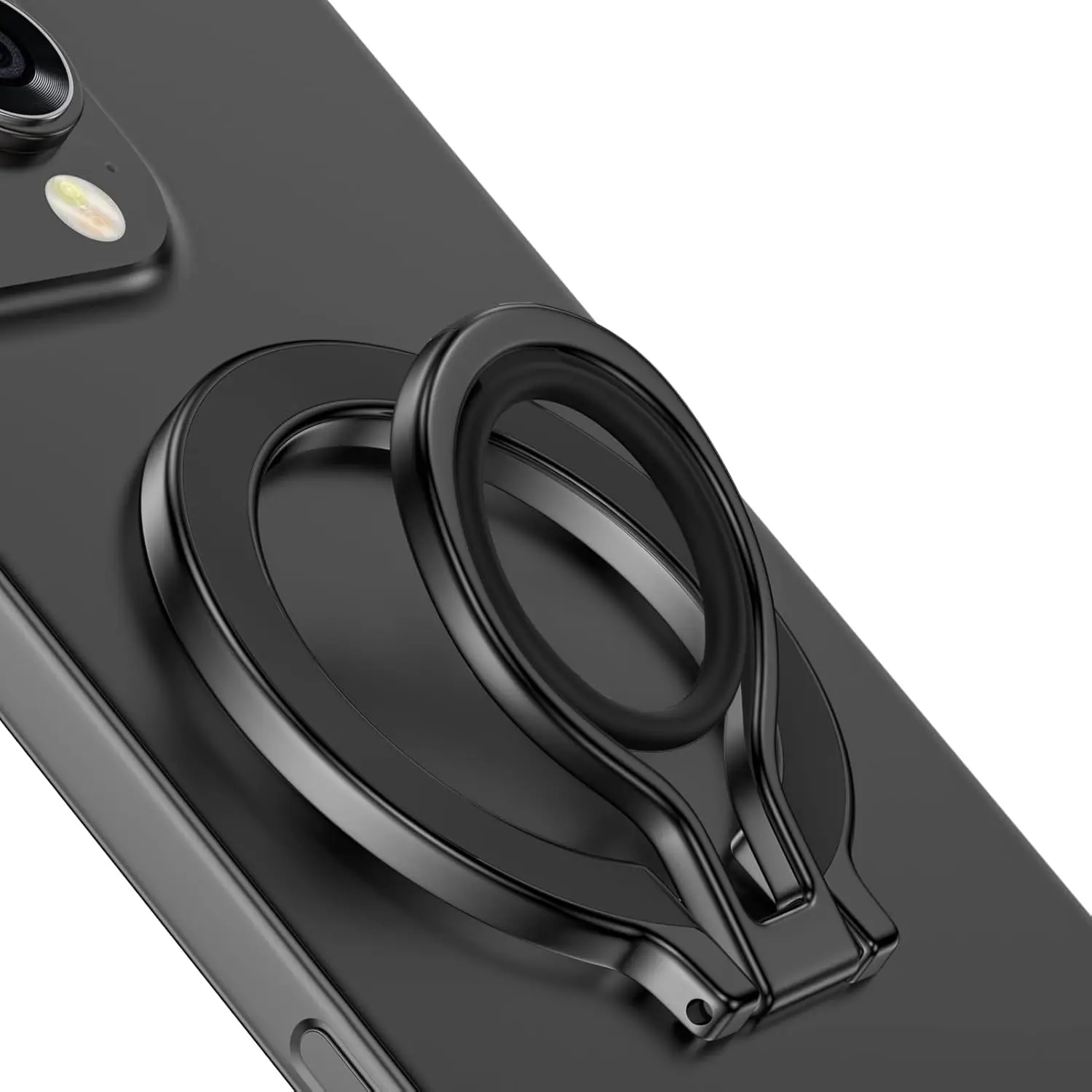 Magnetic Magsafe Phone Ring Holder - Silicone-Metal Mobile Grip, Adjustable Finger Loop Kickstand, Wireless Charging Compatible for iPhone 16/15/14/13/12 Pro Max Accessories