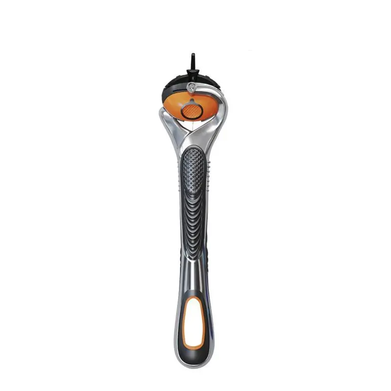 Men's Durable All-Metal Shaving Razor Handle - Aluminum Alloy, Orange-Black, 1 Count, Daily Shaving Tool for Face, Package-Included Razor Accessory, All-Metal Razors