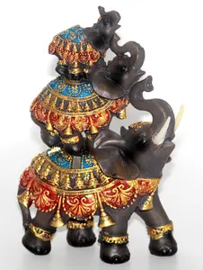 Dalax- 7"(H) Baby Elephants Riding on Mama Elephant Cute Elephant Statue Home Décor Elephant Gifts for Women Elephant Décor Figurines Decor Set Christmas Decorative Room Sculpture Ornaments Decoration