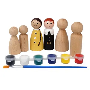 Valentine's Day gift children's creative painted hand-painted puppet sand table doll DIY hand-painted doll toy 3 pcs
