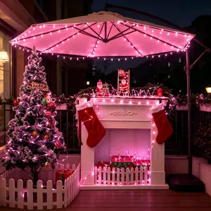 33FT 100LED Solar Rope Lights, Green White & Red White Waterproof LED Tube Lights for Outdoor Garden, Patio, and Holiday Decor