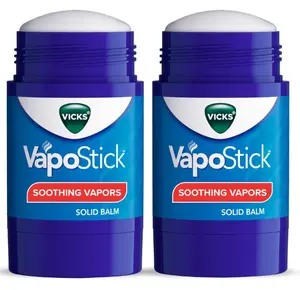 Vicks VapoStick, Invisible Solid Balm with Soothing Vicks Vapors, Non-Medicated, 2 x 1.25 oz
