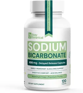 Pure Sodium Bicarbonate 650 mg Capsules - Sodium Bicarb for Alkaline Balance & Daily Wellness Support – Fast-Dissolving Bicarbonate of Soda Pills - Single Ingredient Delayed Release 120 Count