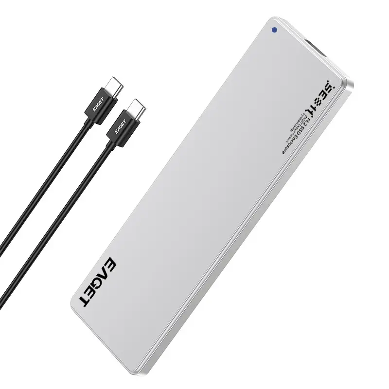 EAGET M.2 Nvme SSD Enclosure, USB 3.2 10Gbps Data Transfer, 6mm Ultra-Thin Portable, Compatible with 2230/2242/2260/2280 M.2 NVMe SSD, Plug-And-Play, For Content Creators Gamers Office Workers, Laptop Desktop PC Phone Tablet NAS-External SSD Case