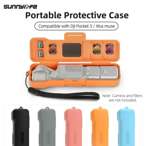 Sunnylife Handheld Durable Camera Protection Cover for DJI Osmo Pocket 3/Xtra Muse Creator Combo - Shockproof Waterproof Travel Case with 3 Magnetic CPL/ND Filter Slots, 2 Storage Card Slots, Detachable Lanyard & Wrist Strap (Vlogging Equipment Accessory)
