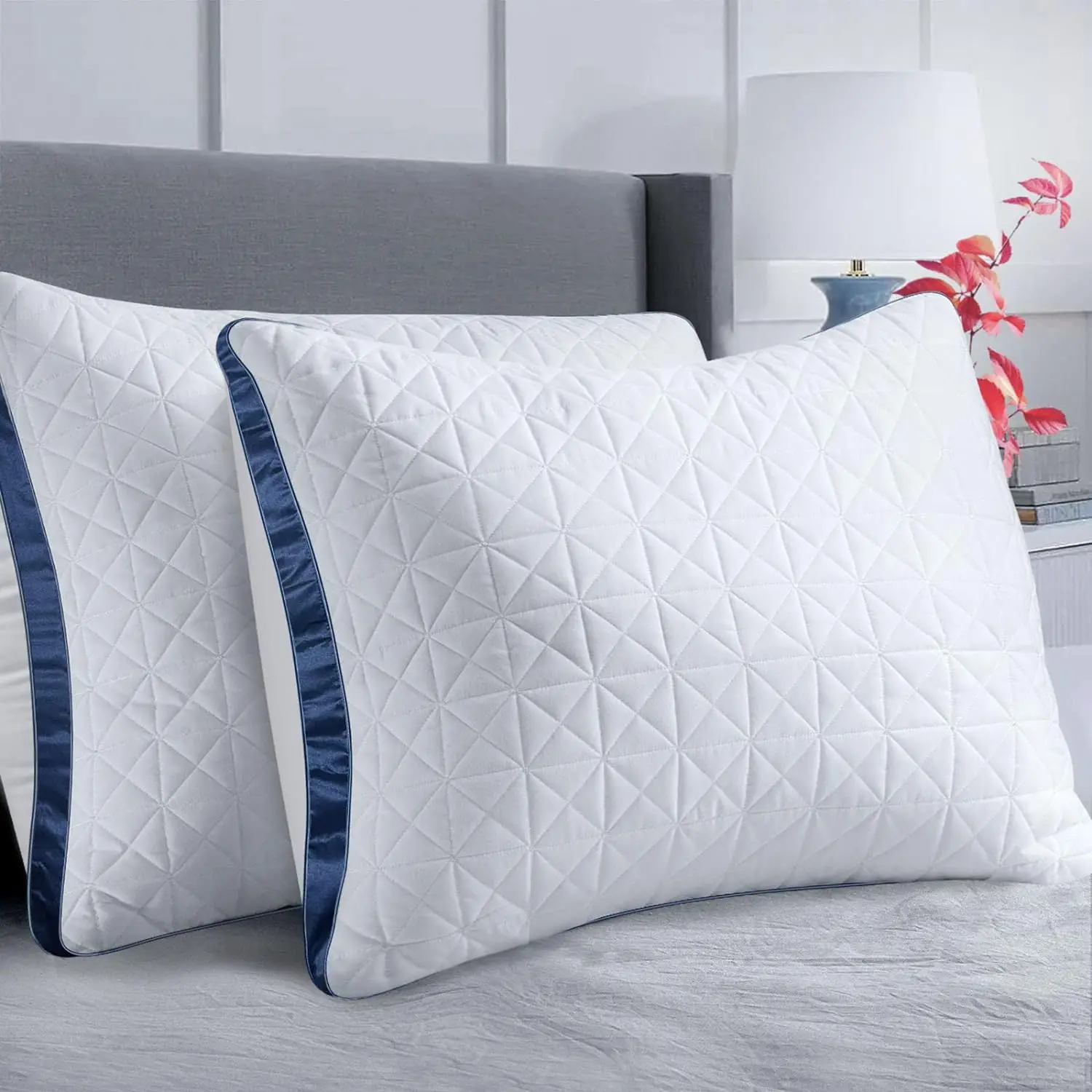 Luxury Hotel Pillows Queen Size Set of 2,Bed Pillows for Side and Back Sleeper (Queen)/(KING)