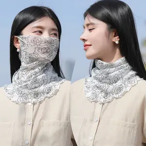4-Pcs/set Nylon summer thin multifunctional versatile mesh neck cover, versatile face mask, small scarf, veil, hanging ear scarf