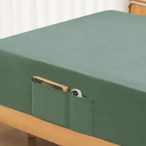 Premium 1800 Super Soft & Cozy Microfiber, Wrinkle, Fade, Shrinkage Resistant Deep Pocket Twin Size Fitted Bottom Sheet, Dark Green