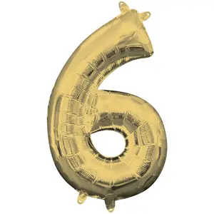 Class 101 -Gold Number 6 Foil Balloon - Air Filled