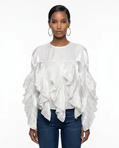 Iridescent Ruffle Cascade Blouse