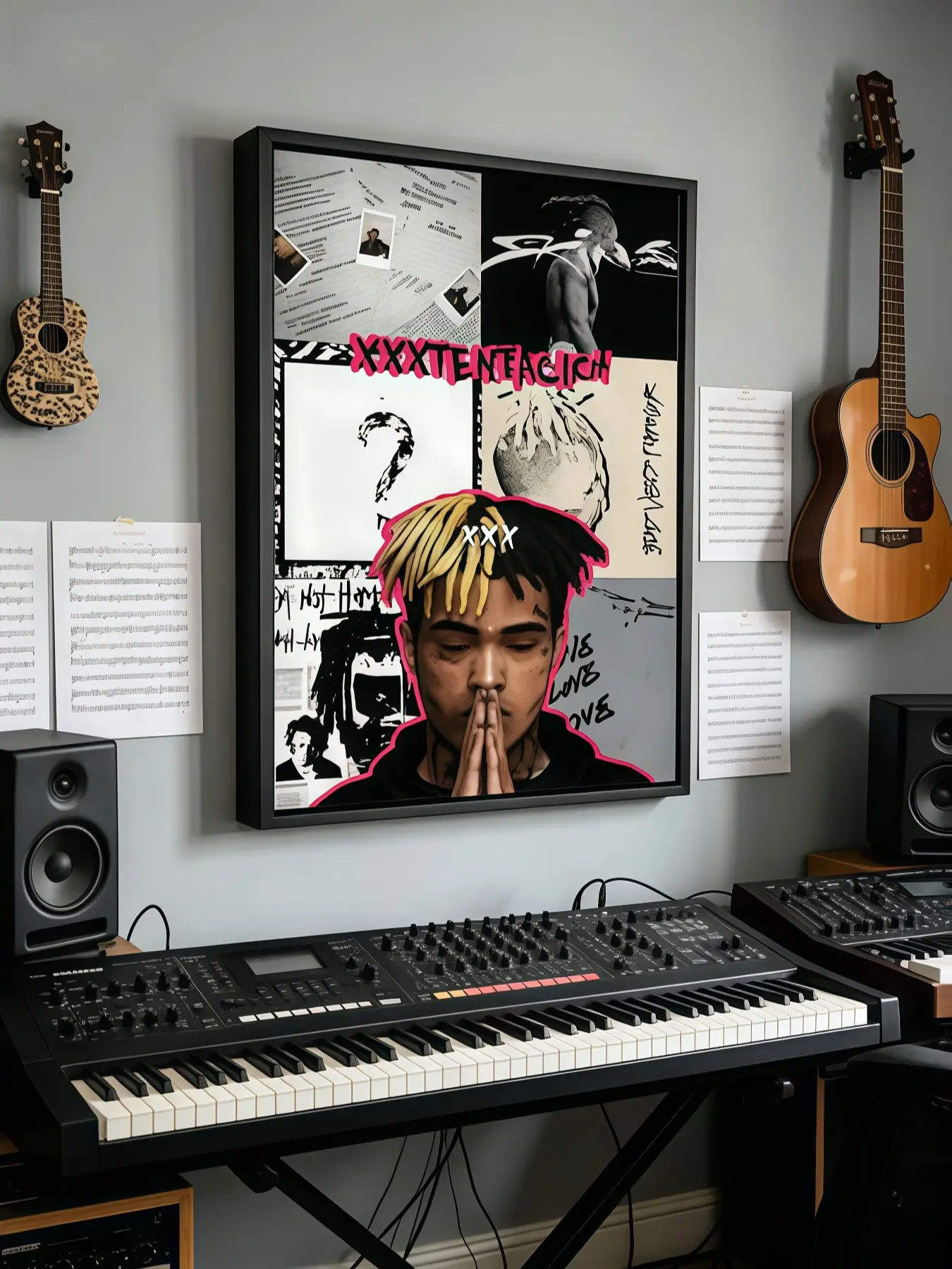 XXXTENTACION Legend Wall Canvas - Black White Album Scrapbook Print for Hip Hop Fans - Home Decor to Elevate Hip Hop Aesthetic Walls
