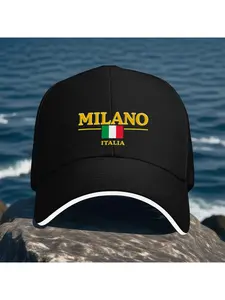 1pc MILANO Golden Italian Style Unisex Adjustable Baseball Cap, Perfect for All Seasons, Made of Lightweight Polyester, And a Casual Hat