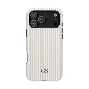 Personalized Beige Phone Case Custom Monogram iPhone Case Aesthetic Striped Phone Case Summer Coastal Phone Case Preppy Phonecase Beige iphone 17 16 15 14 13 12 11cases luminous technology Vintage Wireless Charging Festive Bow Anti-drop retro luxury Patte