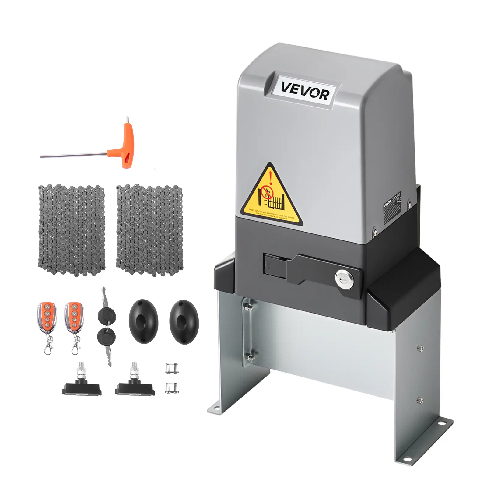 【SummerFinds】VEVOR Automatic Gate Opener, 1200W Electric Sliding Gate Opener for Doors up to 65.6ft 5732lbs, Chain Drive Rolling Door Motor with Infrared Sensor & 2 Remote Controls, Driveway Gates Opening System