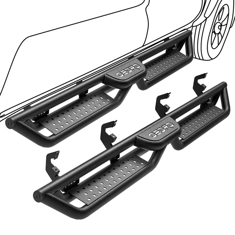OEDRO Running Boards fits 2019-2026 Chevy Silverado GMC Sierra 1500 Crew Cab, 2020-2026 2500HD 3500HD(Excl 2019 1500 LD/Limited), Two-Stair Side Steps Rail Drop Nerf Bars Carbon Steel Pedals