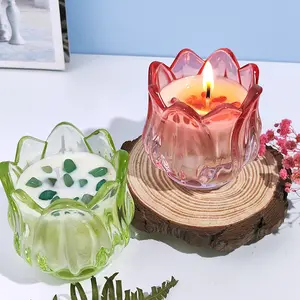 Tulip Lotus Crystal Aromatherapy Candle Aromatherapy Gift Handmade Soy Wax Smokeless Candle Fragrance