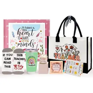 Teacher Appreciation  Sets,Teache Appreciation Gif Basket for Women,  to School Git, Christmas Gif for Teache - Tumbler, ,Teache Pouch Bag, Socks, Cards from Students (Mint)