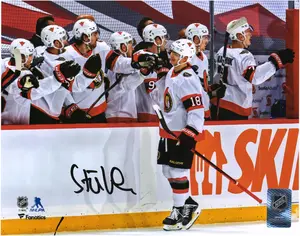 Tim Stutzle Ottawa Senators Autographed 8" x 10" Hat Trick Celebration Photograph - Fanatics Authentic Certified