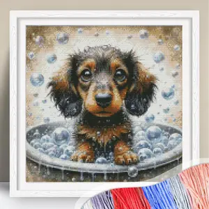 Dog Pattern Cross Stitch Kit, 11CT Cross Stitch Printed Canvas, Creative Handmade Gift, DIY Cross Stitch Kit for Beginners
