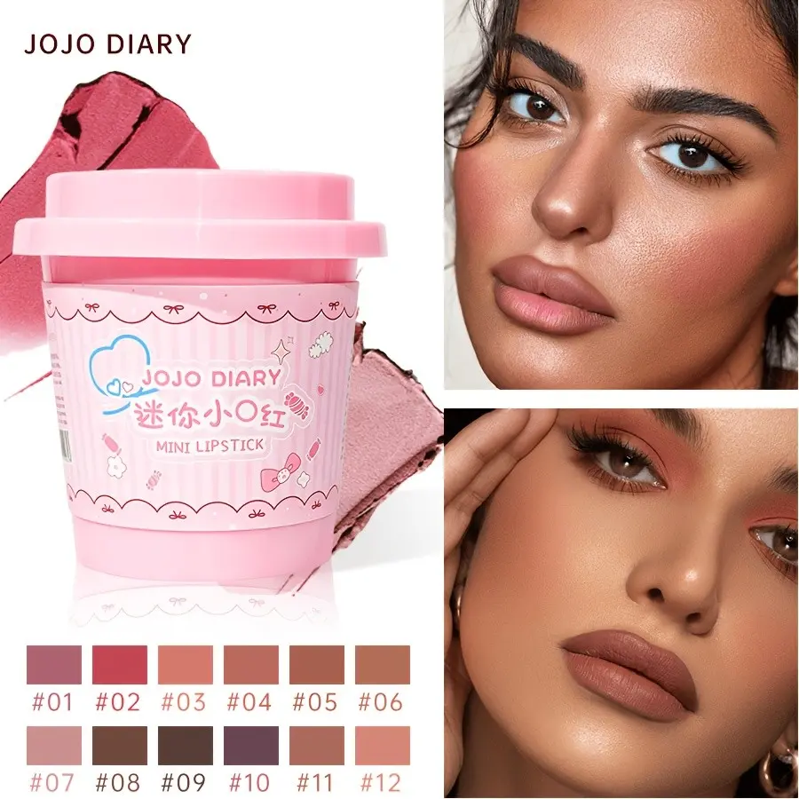 Mini Candy 12-Piece Matte Lipstick Set, Long-Lasting Waterproof, Multifunctional Blush & Lipstick, Perfect Gift for Women, Makeup
