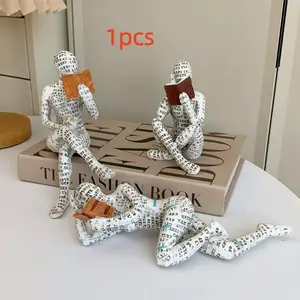 Paper Mache Reading Woman Statue, Modern Abstract Sculpture, Home Decor for Living Room Office Bookshelf Table, Thoughtful Design, Decorative Home Ornament, Living Room Ornaments, Resin Ornament