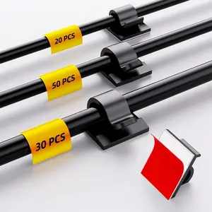 100 count Adhesive  Clips Cord Organizer (Small, Medium,Large),Wire Holder for  Management, Outdoor Light Clips Light Hooks for LED String, Dash Cam, Extension Cord (Black)