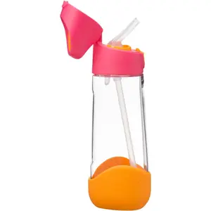 20oz Tritan Kids Water Bottle –Toddler Drink Bottle with Straw for School, Daycare, Travel w/Easy-Grip Triangular Design, Leak Proof Lid & Handle, BPA Free, Dishwasher Safe (Strawberry Shake)