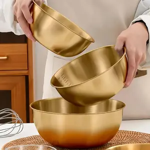 Stainless Steel Salad Bowl Set, 3 Counts/set Multifunctional Cooking Basin, Durable Kitchenware, Suitable for Kitchen Cooking Baking Kneading, Stainless Steel Bowls