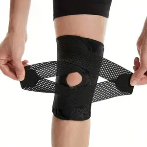 1pc Knee Compression Wrap Brace, Breathable Adjustable Knee Brace For Men And Women, Knee Brace With Side Stabilizers (Order A Size Up)