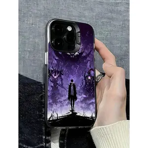 1pcs Black Demon Anime Pattern Full Protection TPU Shock Absorption Phone Case Compatible With Apple 16/15/14/13/12/11 Pro Max Series