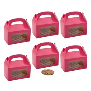 6" x 7" Bulk 48 Pc. Pink Cardstock Treat Boxes with Display Window