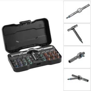 DEEOEE 24 in 1 Magnetic Screwdriver Set,Multifunctional Drill Bit Set,Household Repair ToolKit,Detachable T-shaped Ratchet Handle Hardware