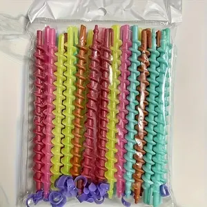 26-Piece Mixed Color Spiral Curling Iron Set, Home & Salon Fashion Waves & Curls, Vibrant Blue Hair Rods, Fun Hair Accessories