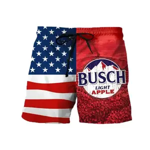 Busch Apple Hawaiian Shorts, Tropical Beer Beach Shorts, Funny Beer Lover, Summer Mens Swim Trunks, Vacation Party Outfit