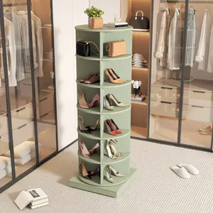 [SOIYELIFE] Green 360 Rotating shoe cabinet 6 layers display storage shelf entryway  shoe  cabinet