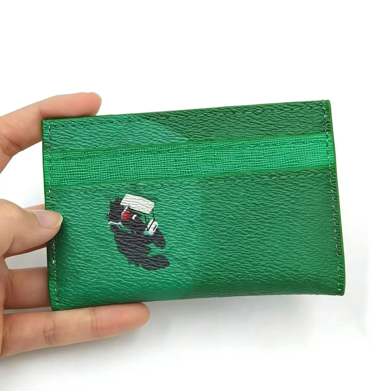 Golf Course Card Holder for Men & Women, Slim Leather Credit Card Wallet,Unisex Wallet, Luxury Golf Cart Print Card Case with Gift Box