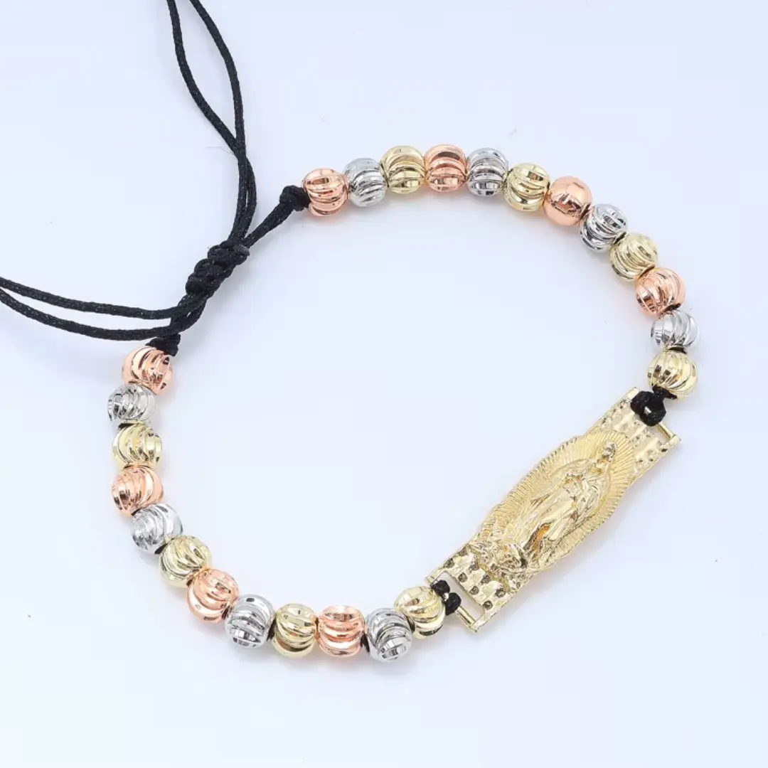Beed Bracelets 14k Gold Plated Reglious San Judas Tadeo Lady of Guadalupe Bracelets Adjustable