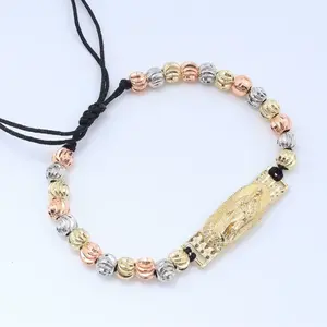 Beed Bracelets 14k Gold Plated Reglious San Judas Tadeo Lady of Guadalupe Bracelets Adjustable
