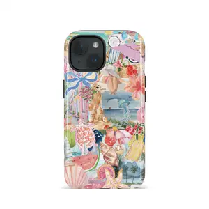 Summer beach watermelon pattern phone case, a sturdy and durable 2-in-1 case, compatible with iPhone 17/16/15/14/13/12/11 Pro Max/Plus/Pro, Galaxy S25/S24/S23 Ultra. Durable, stylish, and protective, it makes a perfect birthday gift for a friend.
