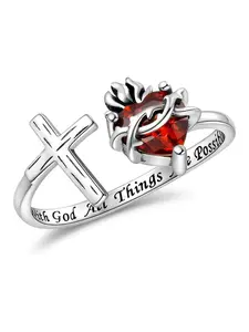 1 PC Fashion Cubic Zirconia Cross Ring For Women For Wedding Engagement Party Jewelry Valentine's Day Gift