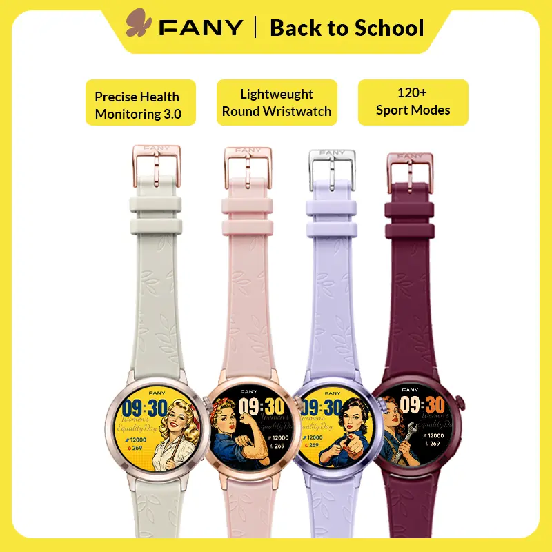 Fany Luna Women's Chic AMOLED Display Waterproof Smartwatch - Wearable Health Monitor Device, 110+ Sport Modes (Yoga Included), Heart Rate/Sleep/SpO2 Tracker, 7-Day Battery, Free App, Ultra-Sleek Lightweight Round Wristwear tiktokshopsummersale sohochic,,