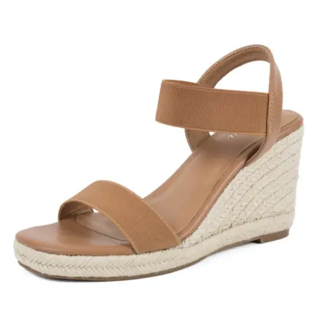 Putu Women's Elegant Solid Color Wedge Sandals - Heeled Platform Espadrille Footwear, Square Open Toe Shoes for Women, Back to School