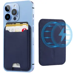 Magnetic Wallet Card Holder for Iphone 16/15/14/13/12 Series,Fit 4 Cards, Leather Material, Black Shockproof - Clip phone cooler multifunctional phone stand Electronics Accessories【Christmas】