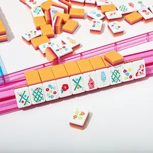 Four color acrylic American mahjong tiles for leisure and entertainment, hand playing mahjong