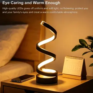 Creative Spiral LED Table Lamp, Adjustable Light Bedside Lamp, 3 Color Modes, Modern Simple Design, Modern Mood Lighting, Suitable for Living Room, Desk
