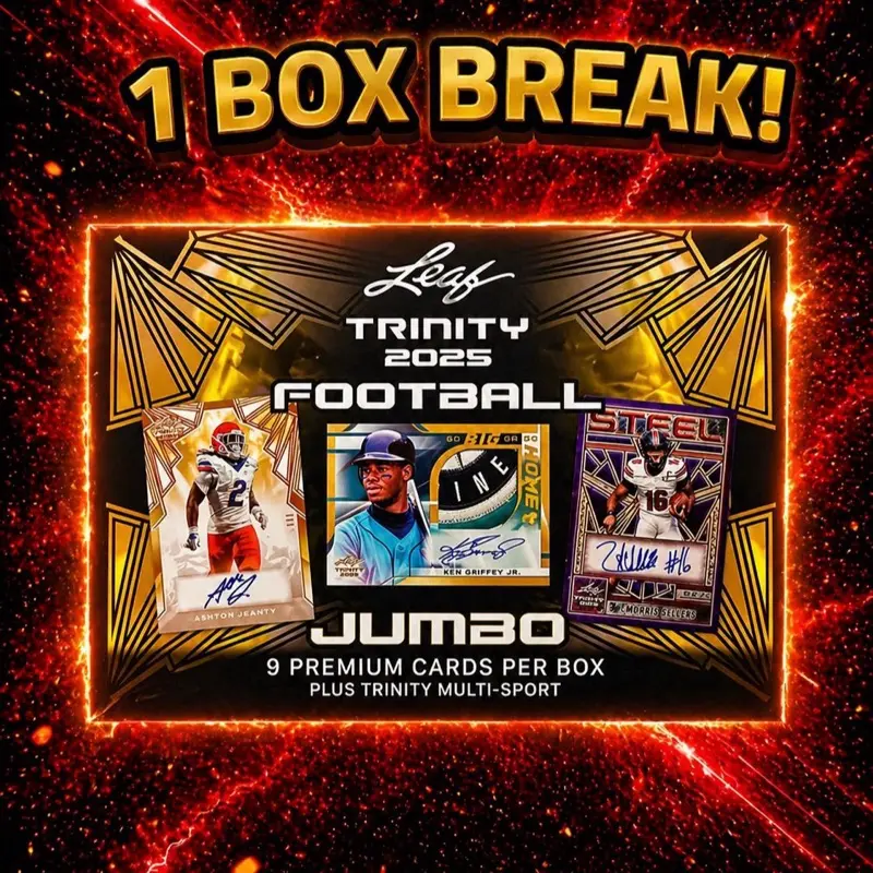1 Box Serial Number Break - 2025 Leaf Trinity Football Jumbo Box